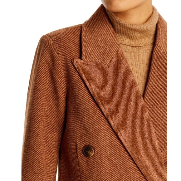 AVEC LES FILLES Structured Short Double Breasted Coat in Brown Sz L - NWOT!!! - Picture 3 of 12